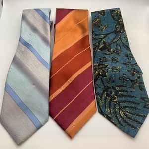 Set of Three Striped Floral Unique Men's Ties